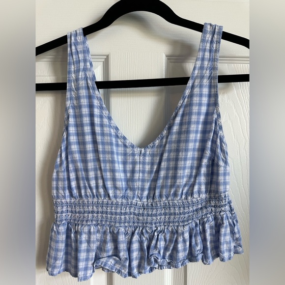Hollister Tops - Hollister Light Blue and White Plaid Top